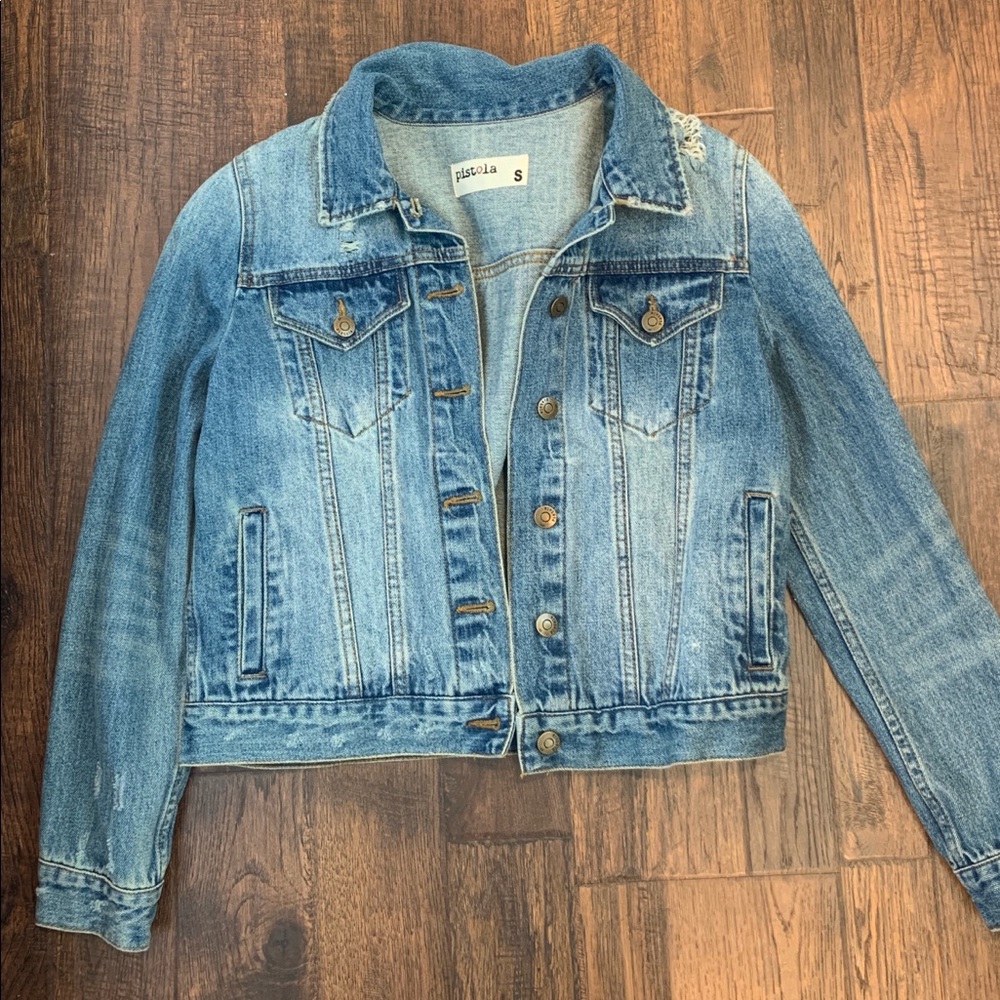 Distressed jean jacket